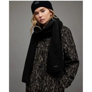 ALLSAINTS Garter Roll Scarf Black 16''x80''